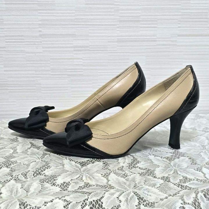 【新品未使用】DIANA ダイアナ リボン バイカラー パンプス 24.5㎝