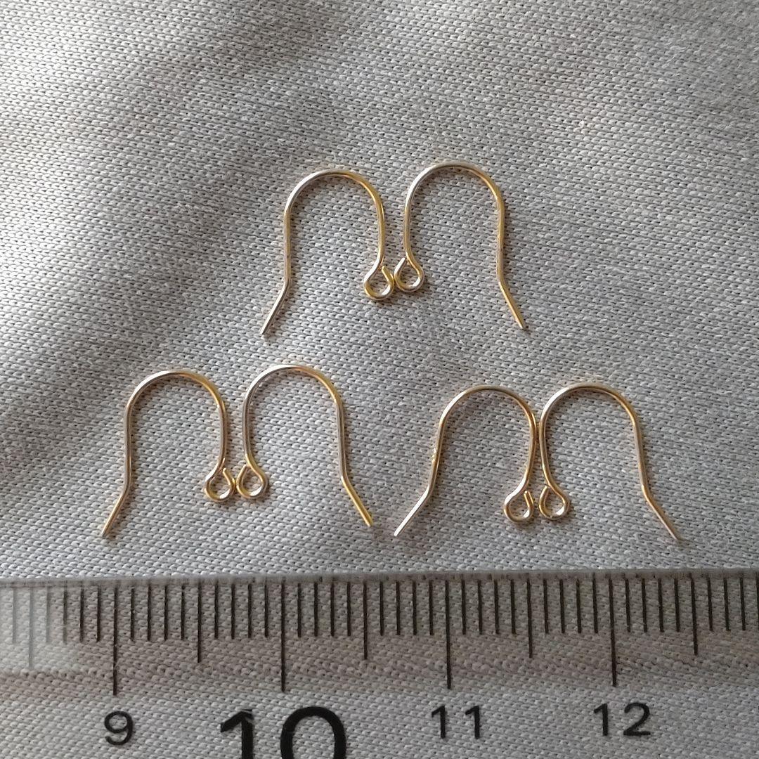 K10 ピアスフック 10金パーツ ハンドメイド つりがね　3ペア