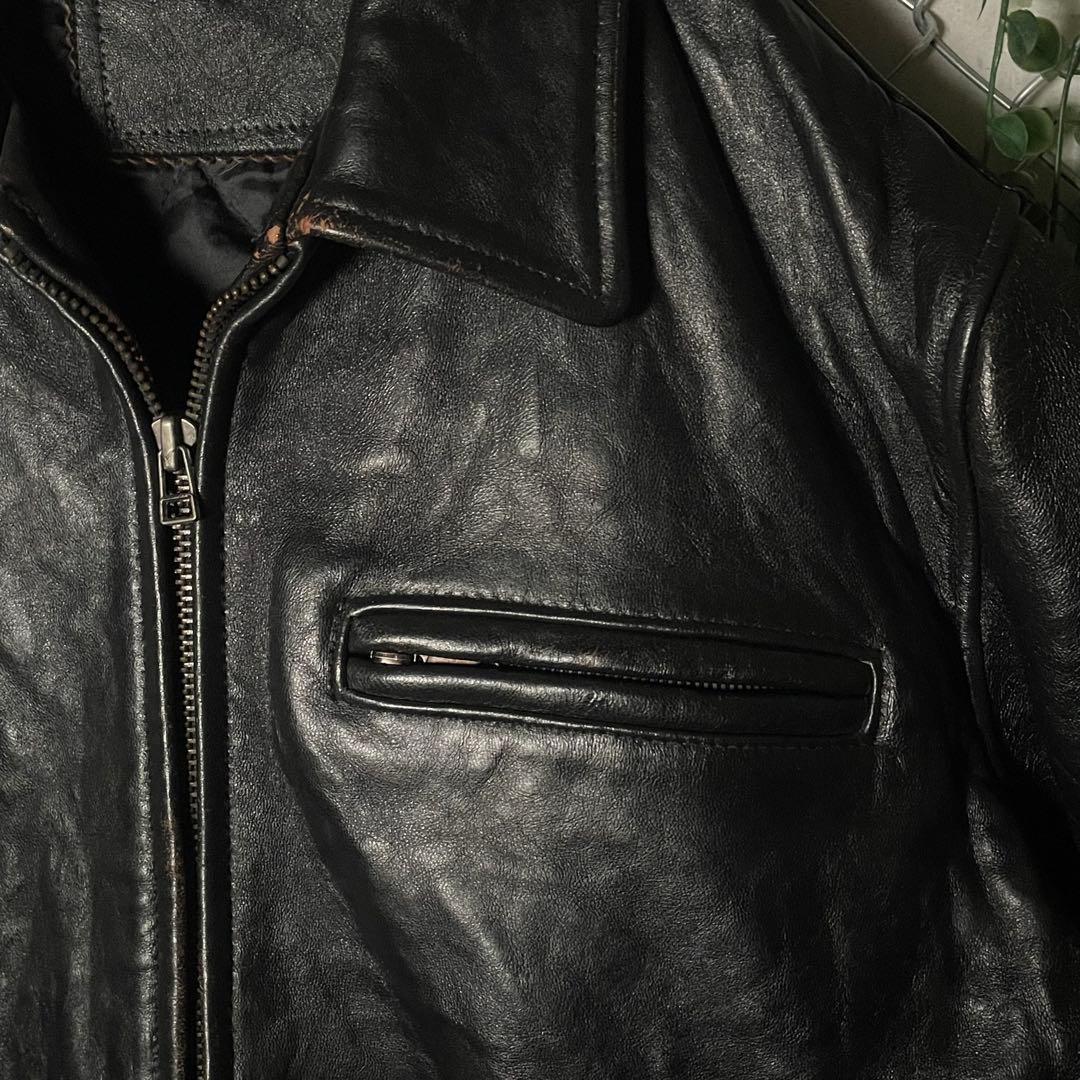 MIDCOAST ライダースジャケット 羊革 革ジャン 本革 短丈 黒 M MIDCOAST ライダースジャケット 羊革 革ジャン 本革 短丈 黒 M