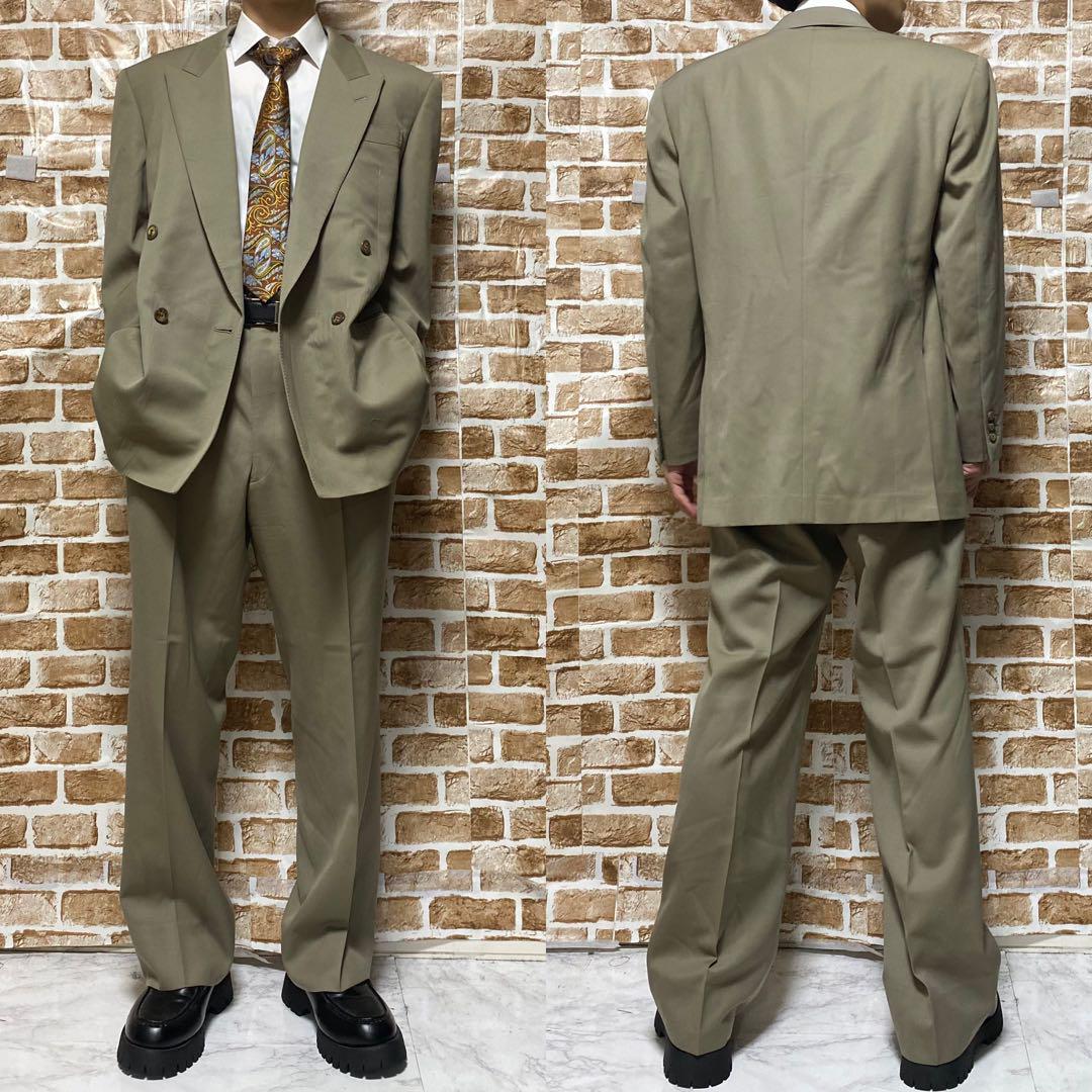 【希少カラー　美品】LANVIN セットアップ　カーキグリーン　ダブルボタン