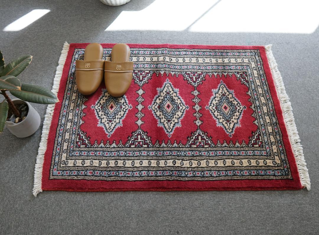 88×65cm パキスタン手織り絨毯 玄関マット