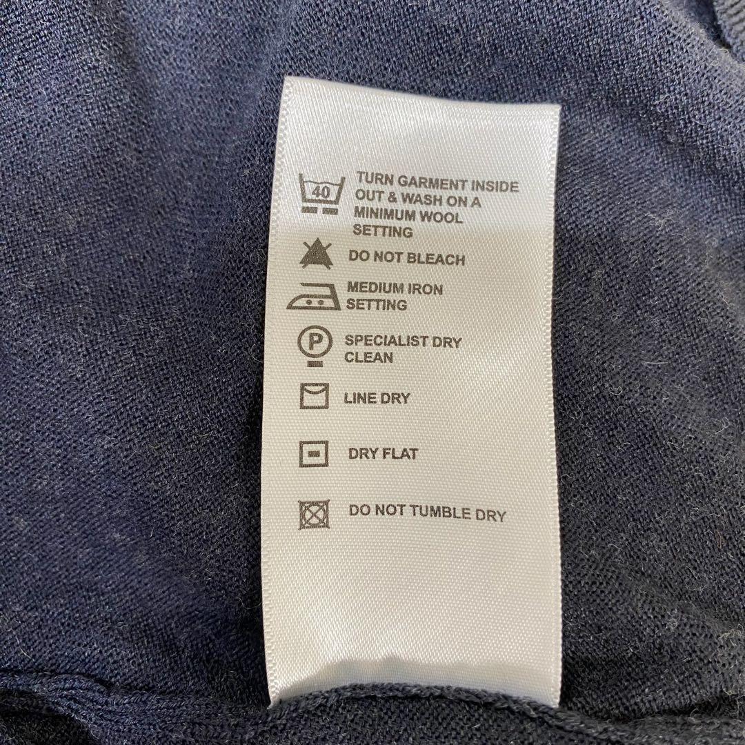 ジョンスメドレー　長袖ニットカーディガン　ウール　ネイビー系　XL