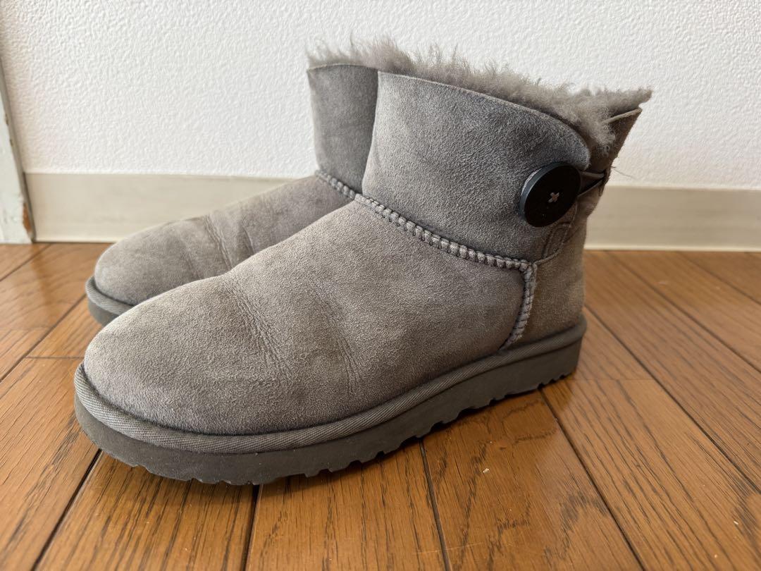 UGG ムートンブーツ グレー 24cm ボタン付き