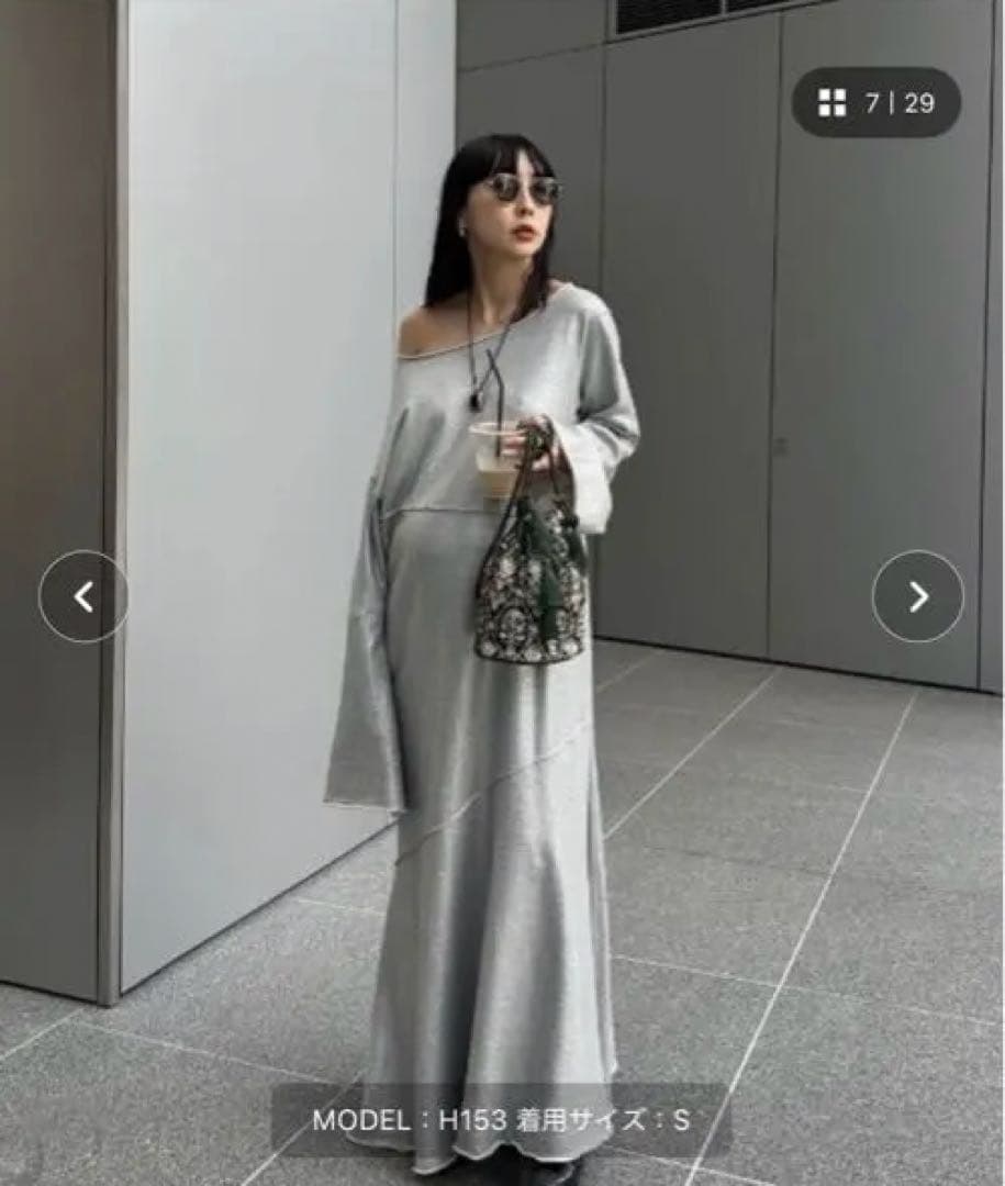 GLITTER PRINT URAKE DRESS シルバーSサイズ