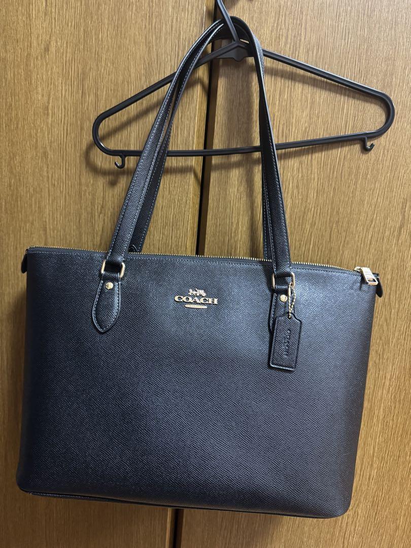 COACH ブラック レザートートバッグ 美品ショップ袋付き - メルカリ