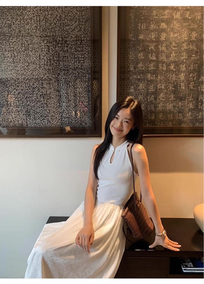 横丁の 韓国風ホルターネックドレス 夏秋 結婚式パーティー女子会にピッタリM