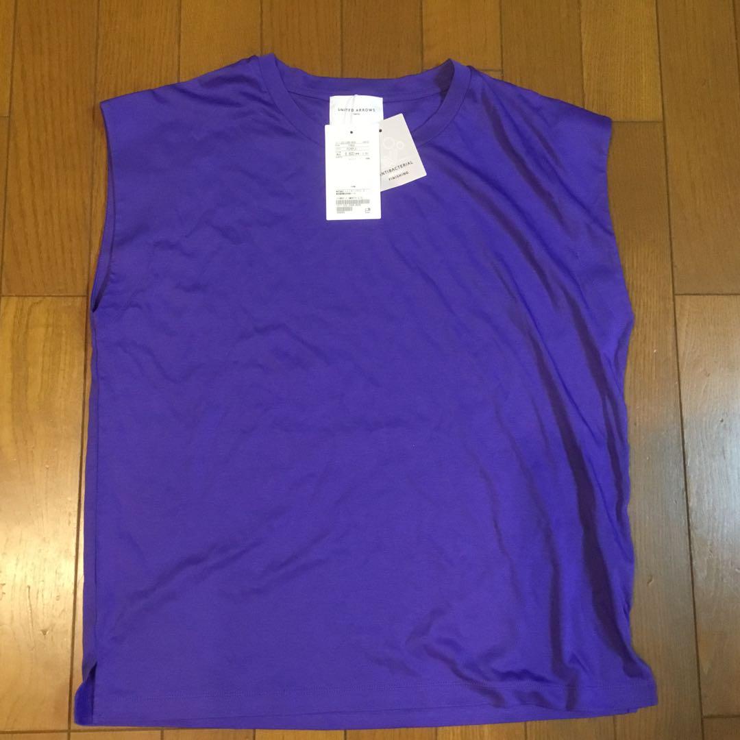 【新品未使用品タグつき】UNITED ARROWS 紫 ノースリーブ Tシャツ
