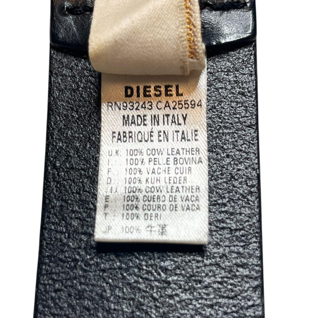 DIESEL ディーゼル 本革 レザー ベルト メタルロゴ ビックロゴ