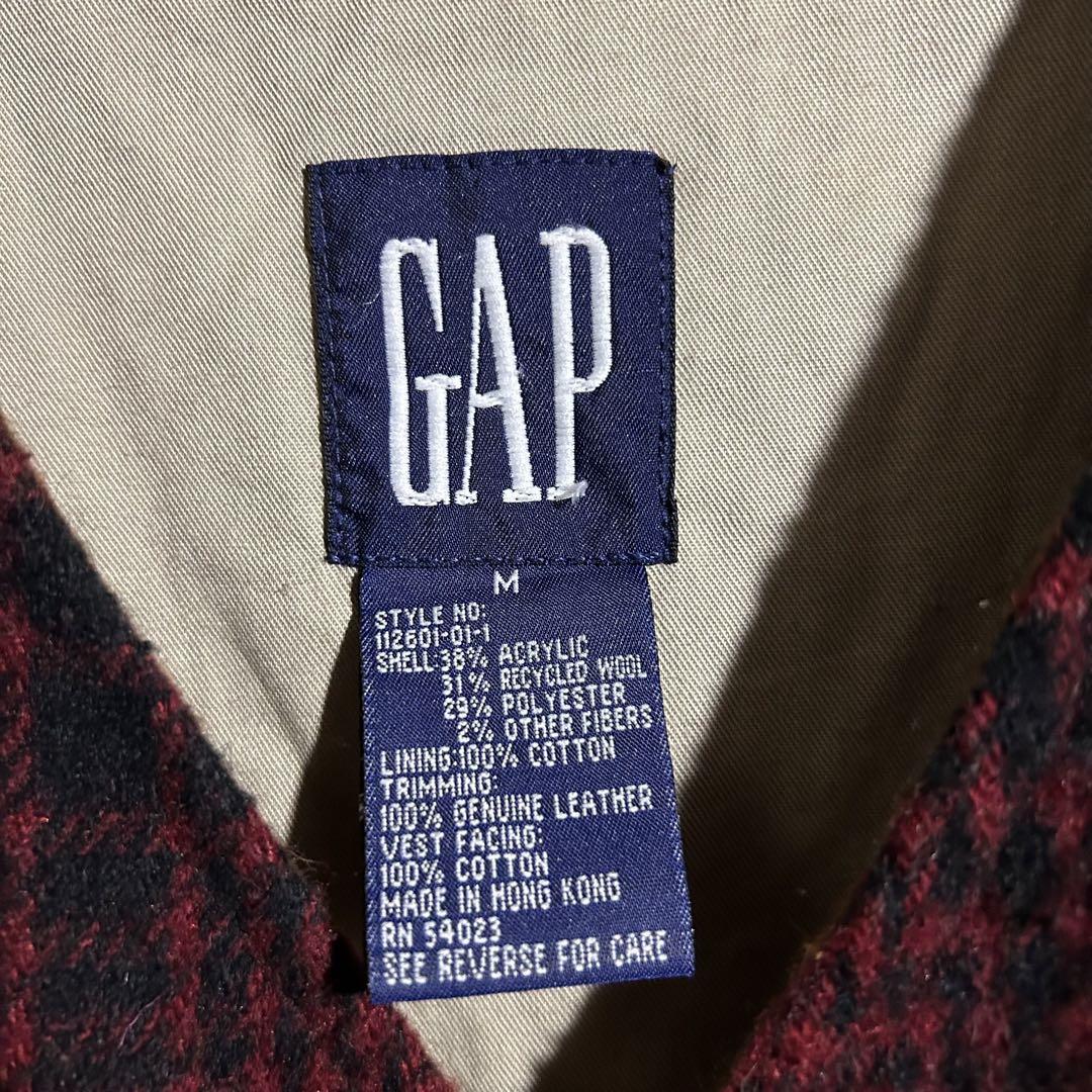 ア*キ様 90s OLD GAP ウール レザー ハンティング ベスト デカタグ