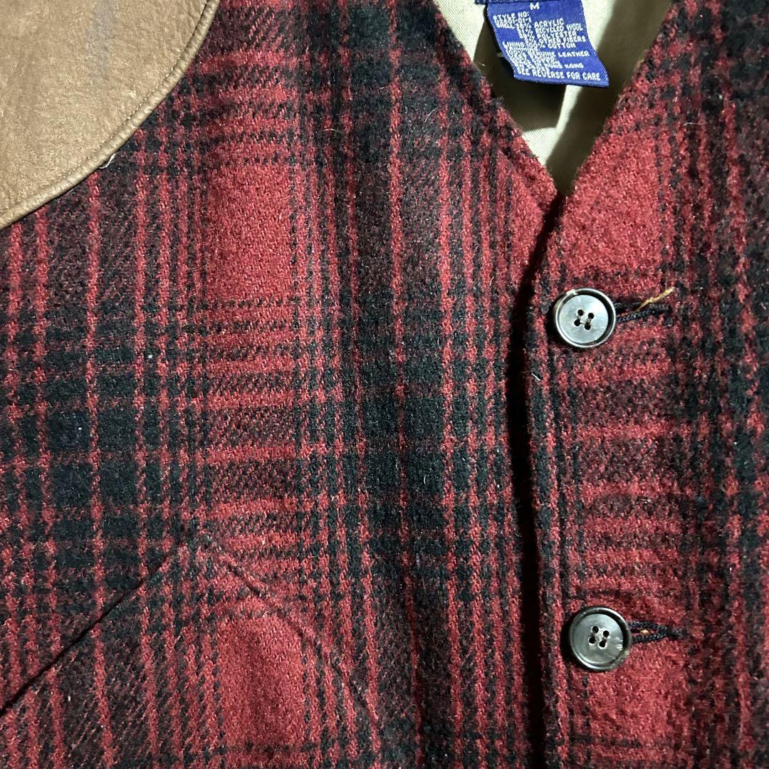 ア*キ様 90s OLD GAP ウール レザー ハンティング ベスト デカタグ