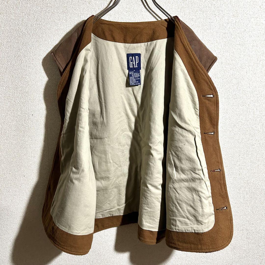 ア*キ様 90s OLD GAP ウール レザー ハンティング ベスト デカタグ