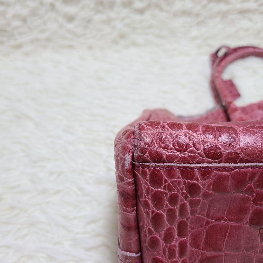 【極美品】FURLA ショルダーバッグ 2way クロコ　型押し　ピンク FURLA クロコ 型押し トート ショルダー バッグ ピンク 肩掛け