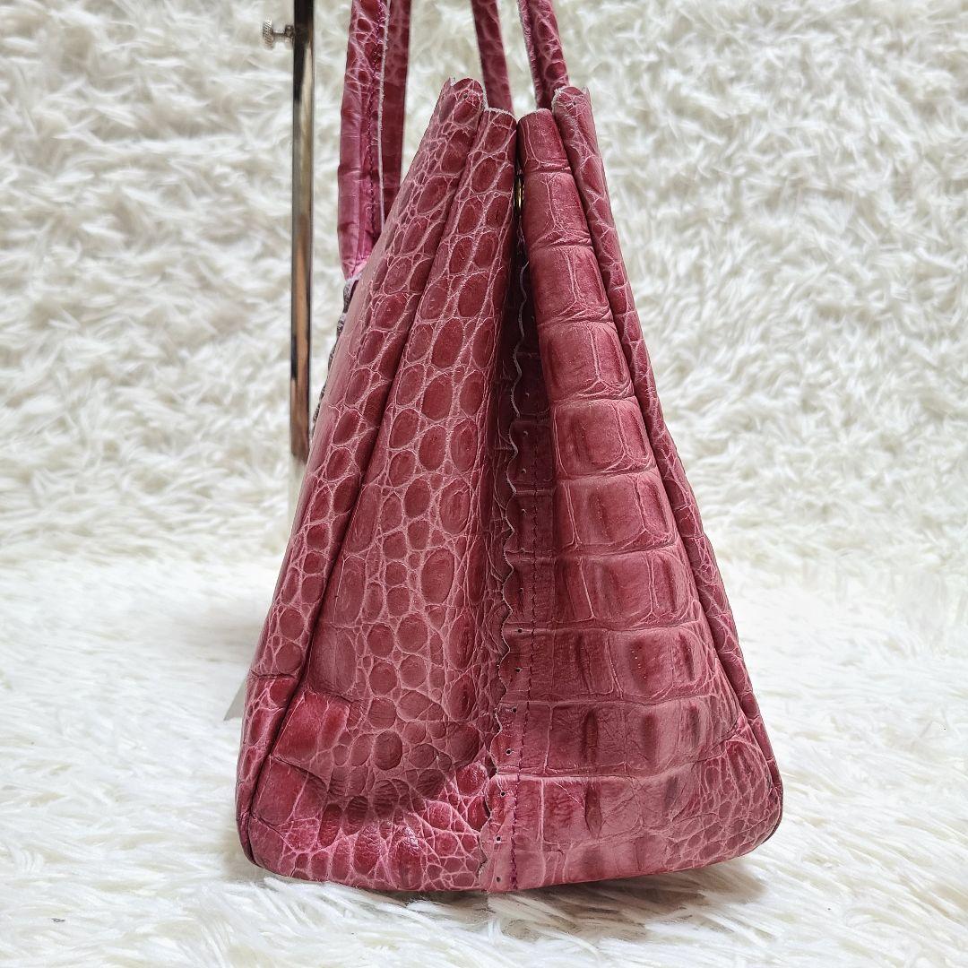 【極美品】FURLA ショルダーバッグ 2way クロコ　型押し　ピンク FURLA クロコ 型押し トート ショルダー バッグ ピンク 肩掛け