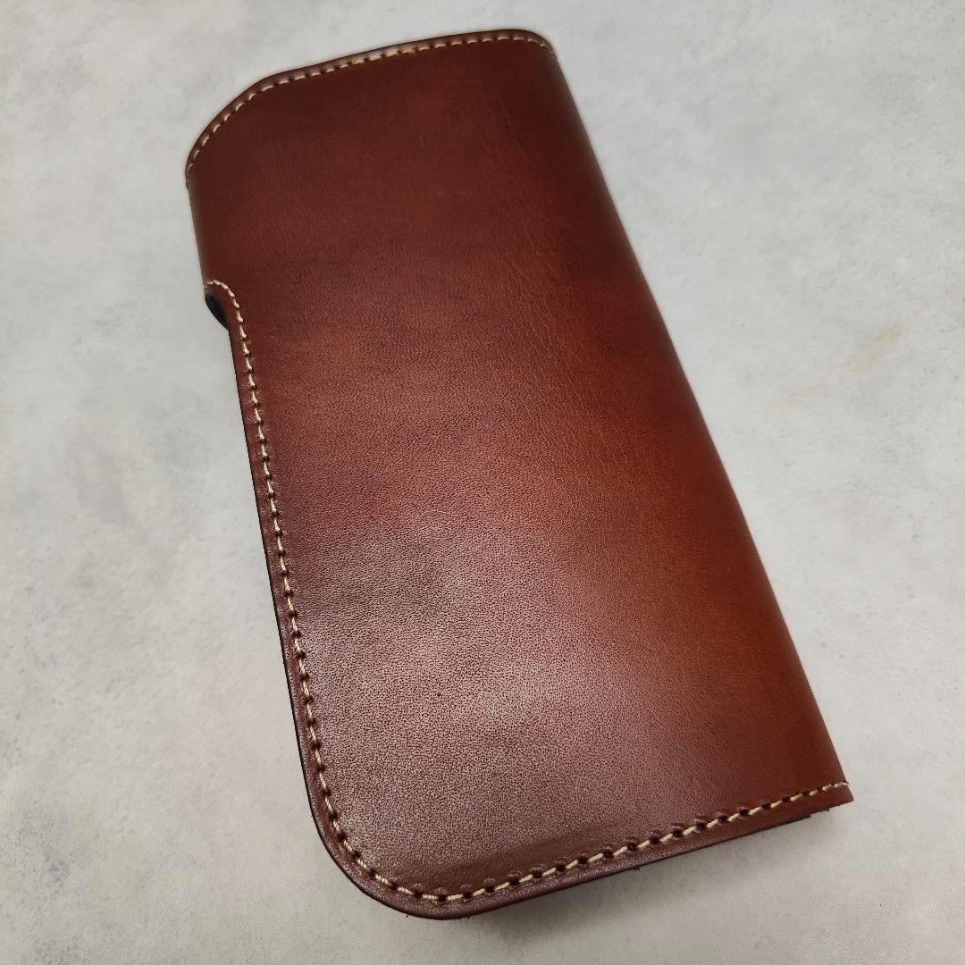 未使用級 国産栃木レザー バイカーズウォレット ブラウン 未使用級 国産栃木レザー バイカーズウォレット ブラウン