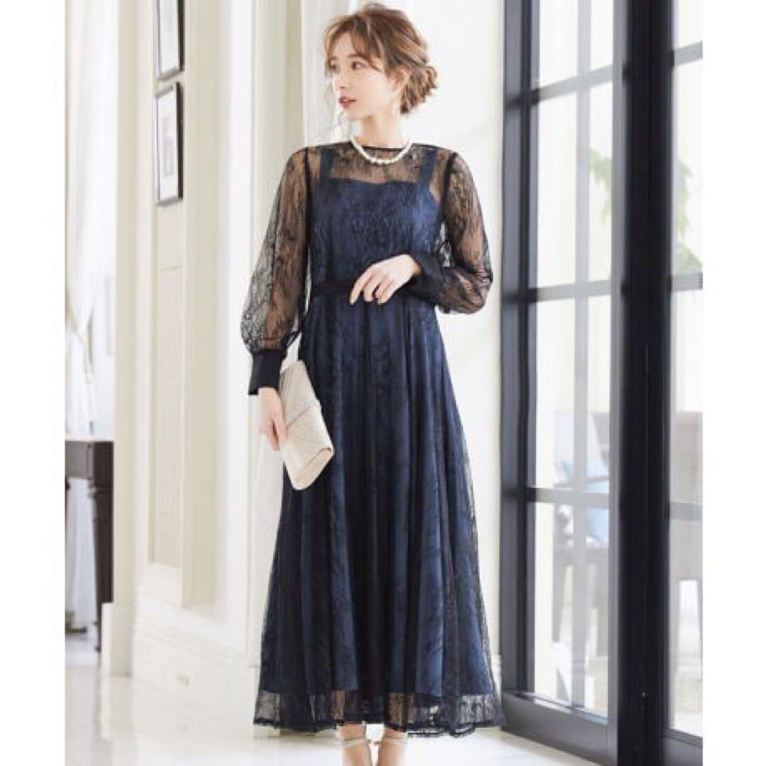 【新品】結婚式 ドレス お呼ばれ 2WAYマルチレースワンピース ブラック