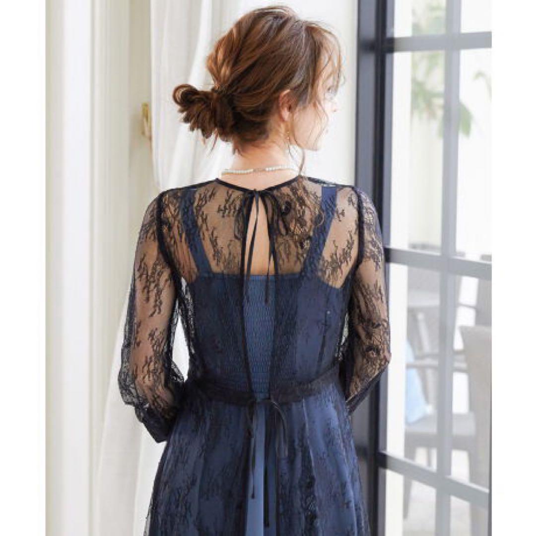 【新品】結婚式 ドレス お呼ばれ 2WAYマルチレースワンピース ブラック