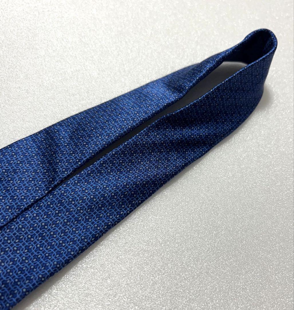 Yves Saint Laurent ネクタイ 総柄 ブルー 光沢