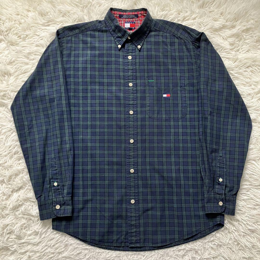 《90s状態良人気早い者勝ち》トミーtommyタータンチェックbdシャツ