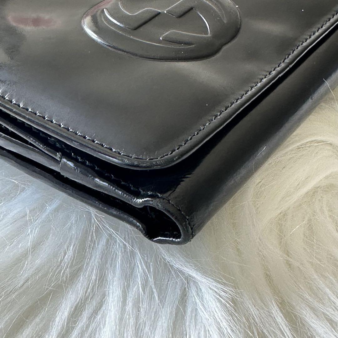 GUCCI 二つ折り財布 エナメル ダブルG ウォレット