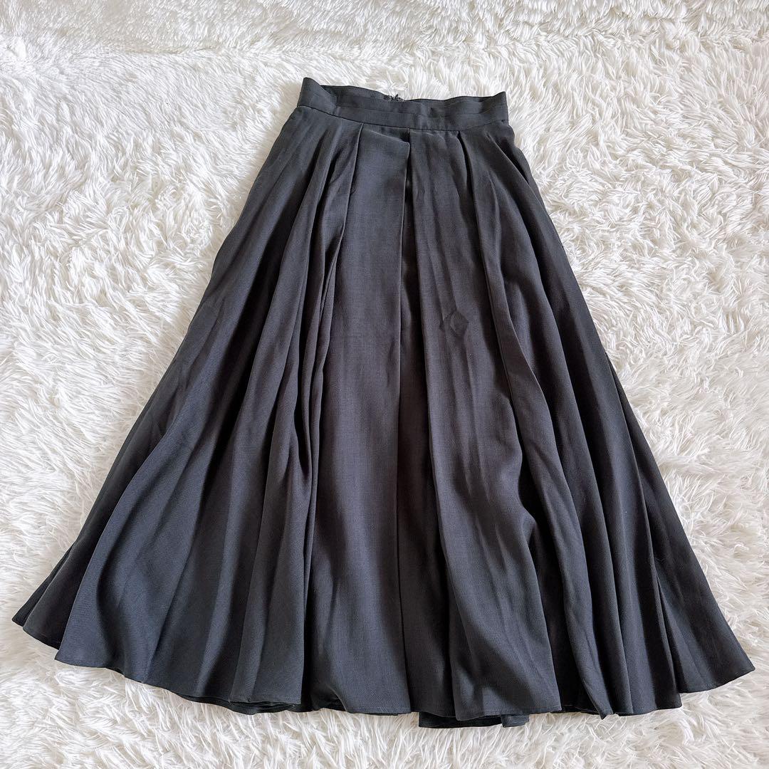 美品✨ebure プリーツロングスカート ボリュームシルエット グレー系 36