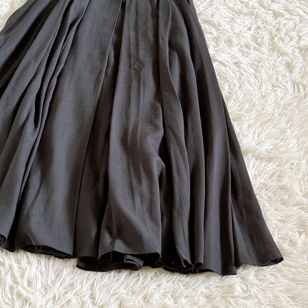 美品✨ebure プリーツロングスカート ボリュームシルエット グレー系 36