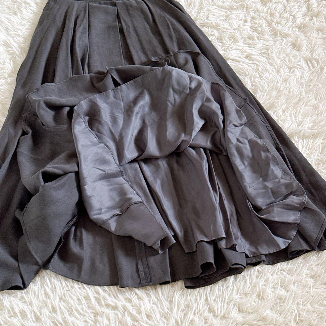 美品✨ebure プリーツロングスカート ボリュームシルエット グレー系 36