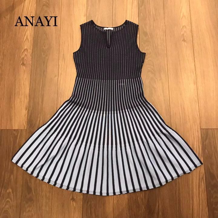 国産NEW 美品 ワンピース プリーツ グラデーション柄 M Ky4dm-m11754771437 ANAYI アナイ ニット 人気新作