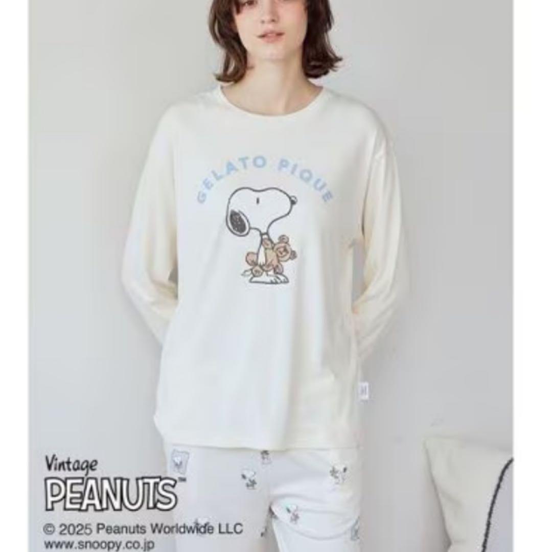 PEANUTS】SNOOPY×BEAR ワンポイントロンT ジェラートピケ　☆