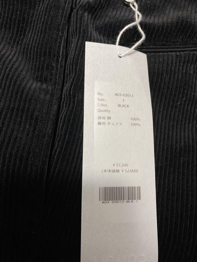 コモリ 24AW コーデュロイパイプドステムパンツ 1 ブラック