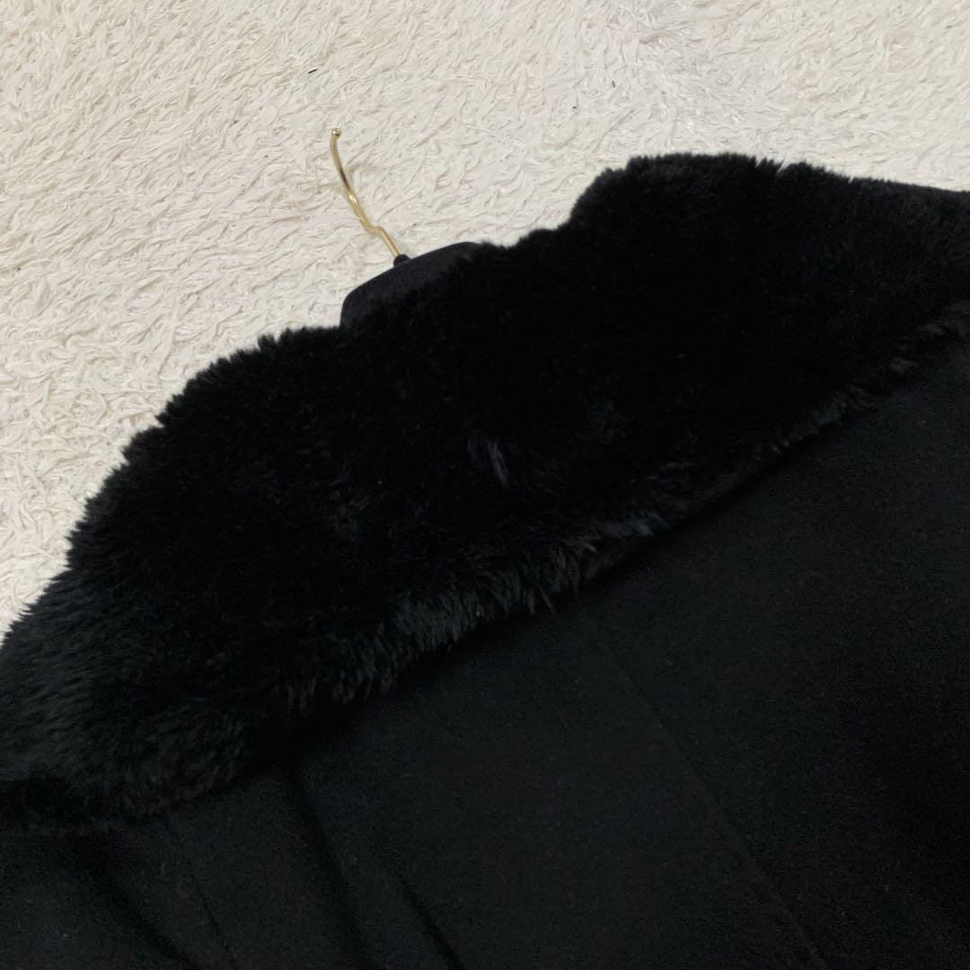 極美品✨白タグ MaxMara カシミヤ混ファー付きコート ベルト 40 黒