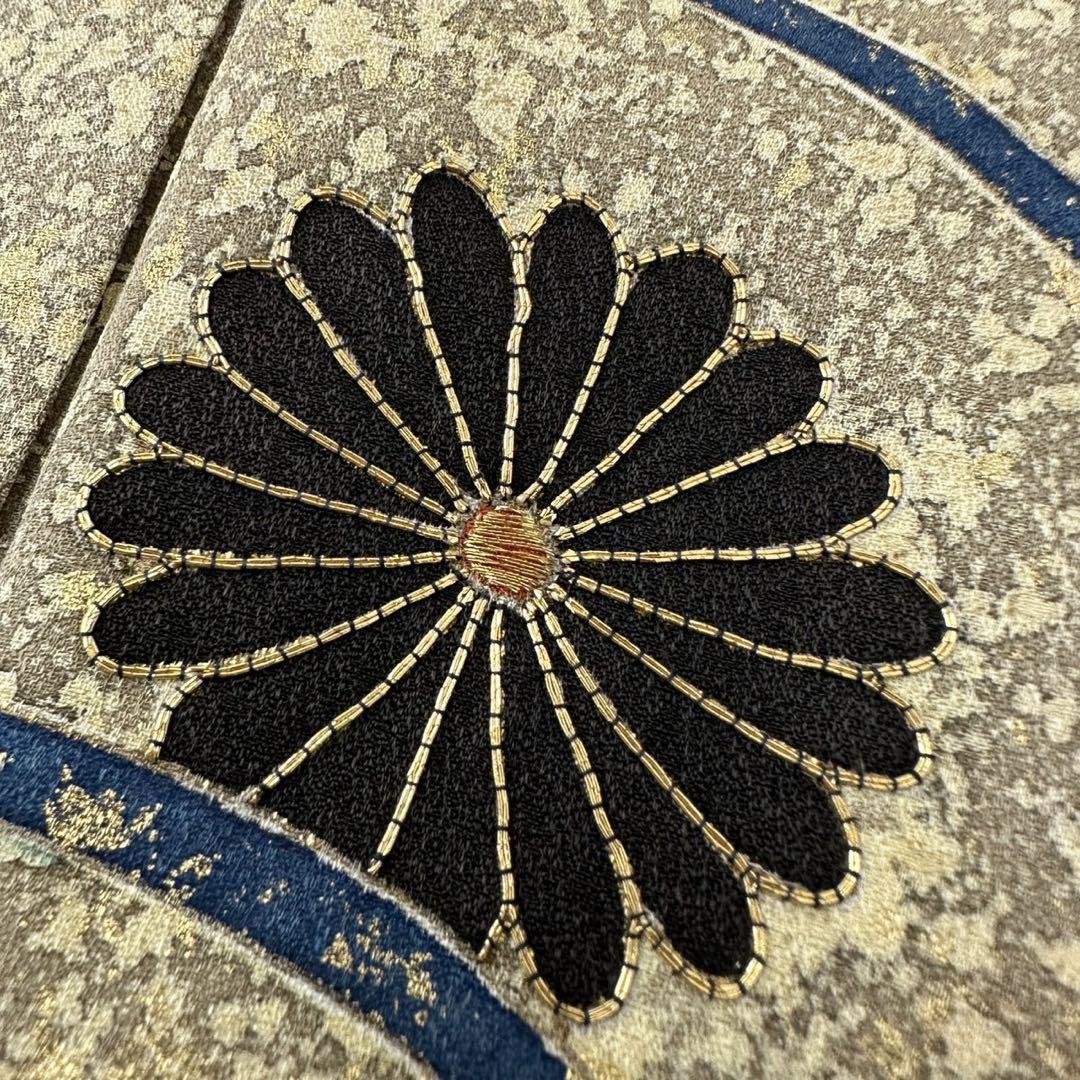 色留袖 三つ紋 正絹 金駒銀駒刺繍 花 着物 U-4745