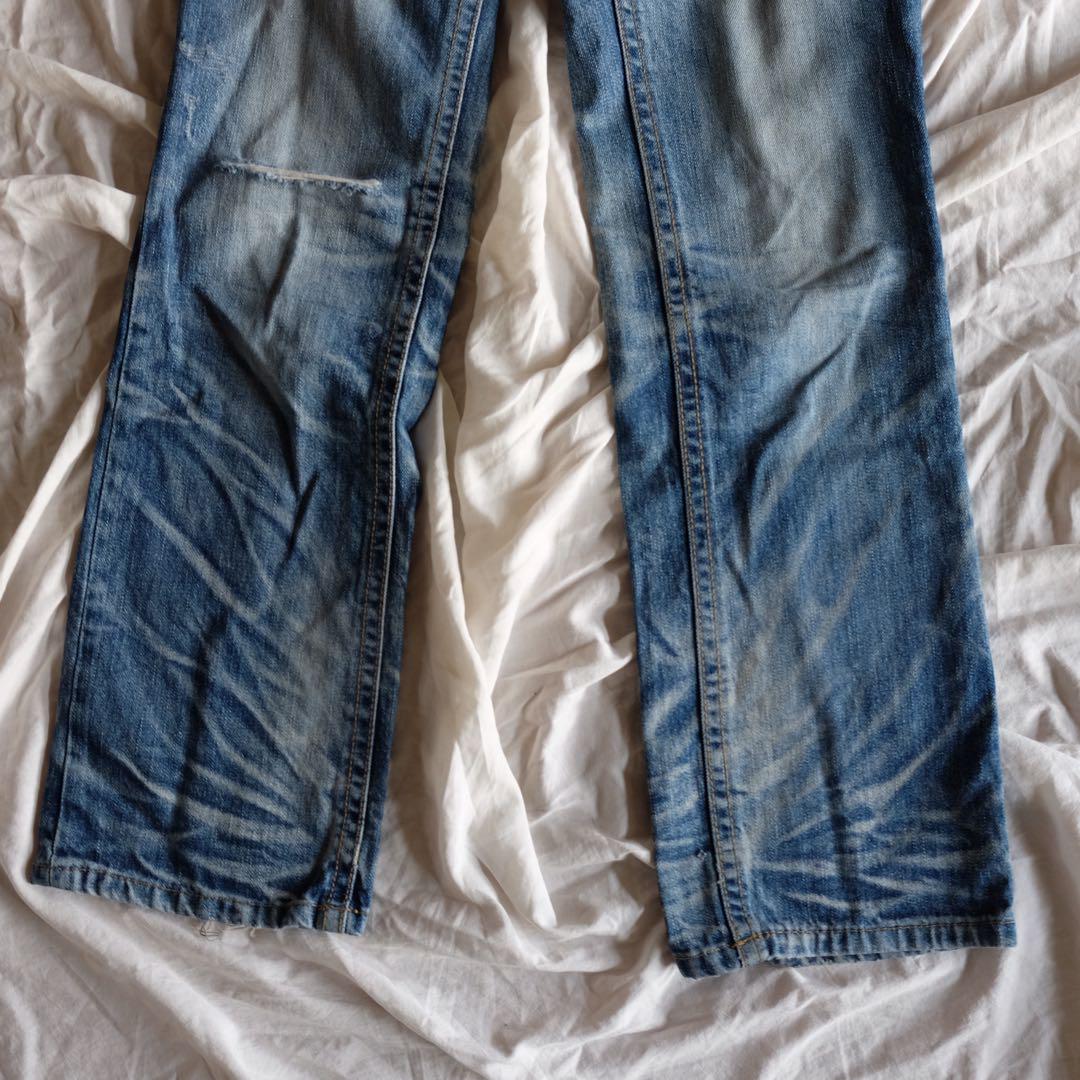 y2k グランジ　デニム　ワイド　フレア　パンツ　ダメージ　ギャル　ロリータ
