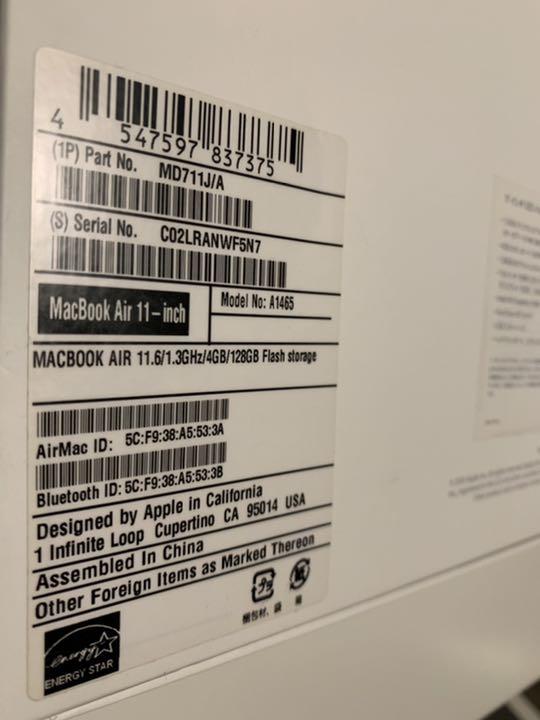 グラフィッ APPLE MacBook Air 11-inch 128GB 2014 dTNu3-m11769981173 モニタワイ
