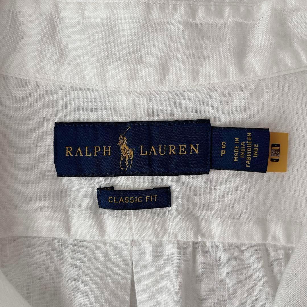 【美品】ラルフローレン リネンシャツ ポニー刺繍 白ホワイト 20年モデル