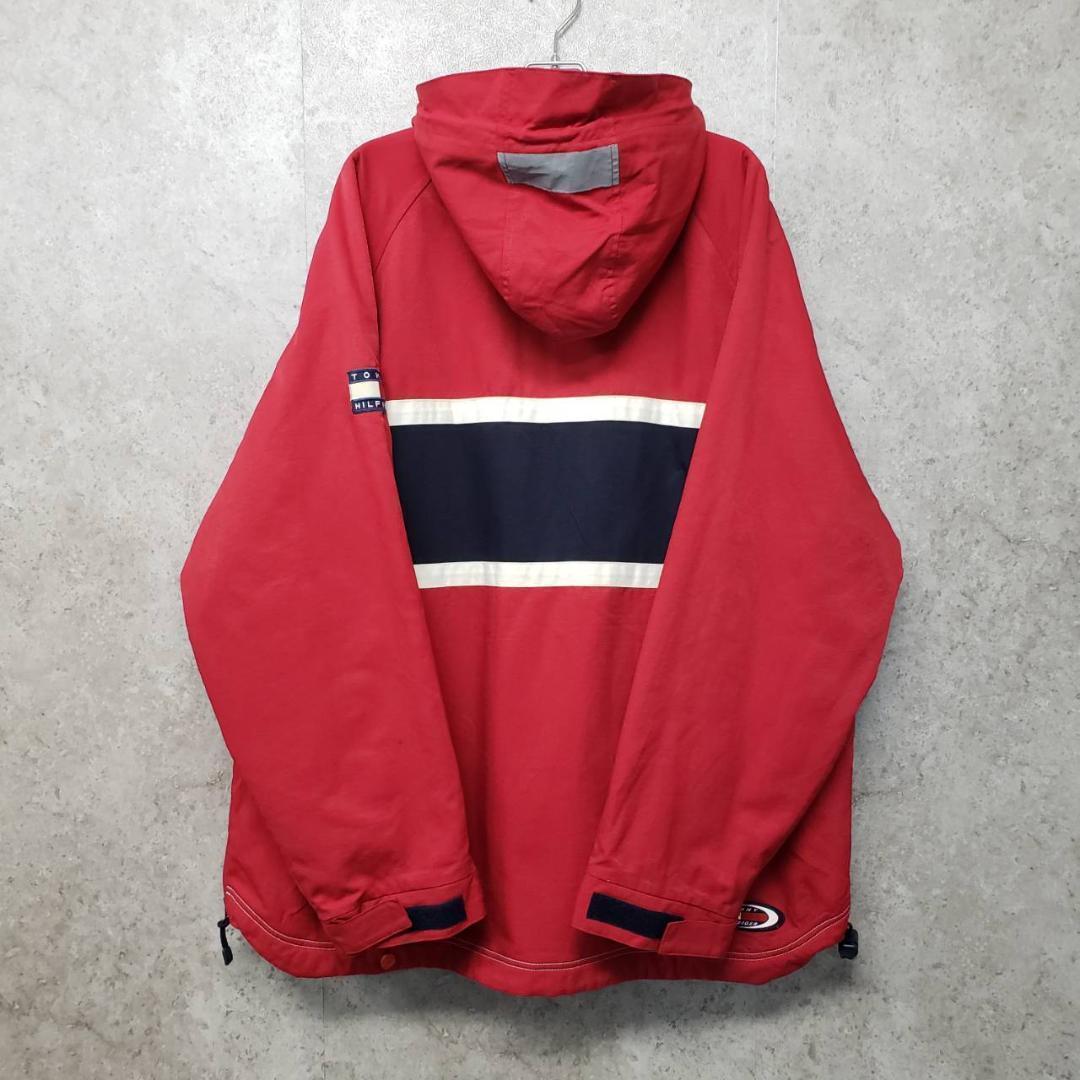 90s トミー ヒルフィガー ハージジップ 刺繍 ナイロンジャケット XL