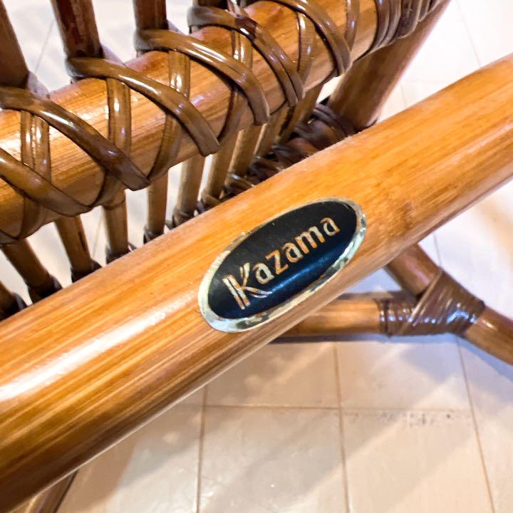 KAZAMA ラタン 籐 座椅子 チェア　曲げ木　カザマ　回転式ローチェア KAZAMA 台数限定！ラタンの老舗KAZAMA（カザマ）〔籐
