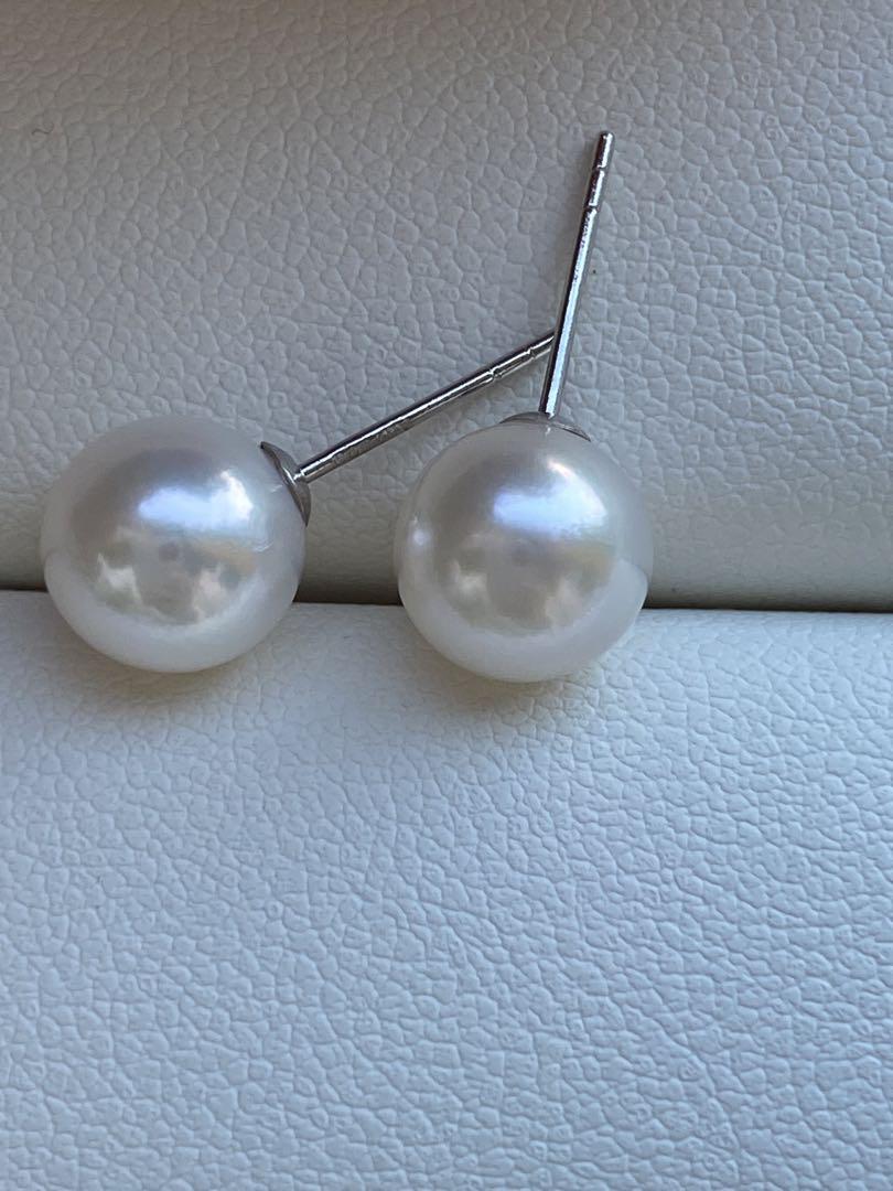 722 美品！18k！あこや！8.4mmあこやパールピアス Aly手作