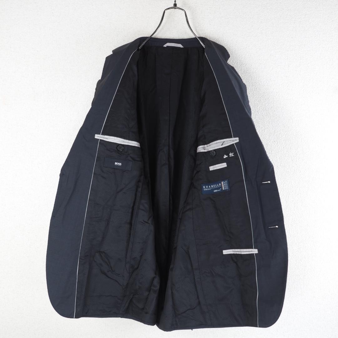 H35*HUGO BOSS☆super130s☆テーラードジャケット☆紺☆44
