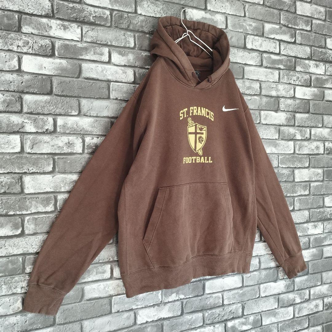 NIKE スウッシュ刺繍ロゴ セントフランシス ナイキ パーカー フーディー 茶