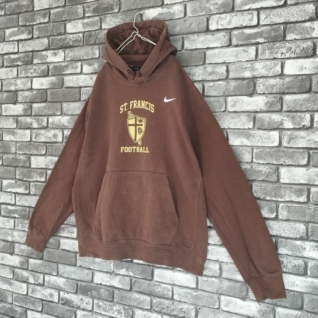 NIKE スウッシュ刺繍ロゴ セントフランシス ナイキ パーカー フーディー 茶