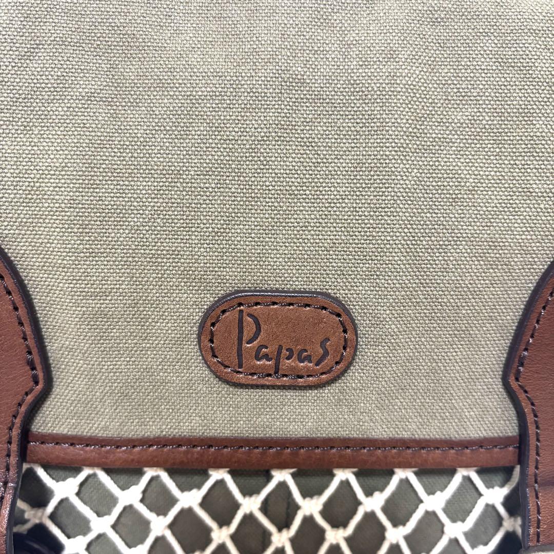 ⭐︎極美品⭐︎Papas パパス ショルダーバッグ キャンバス レザー ブラウン