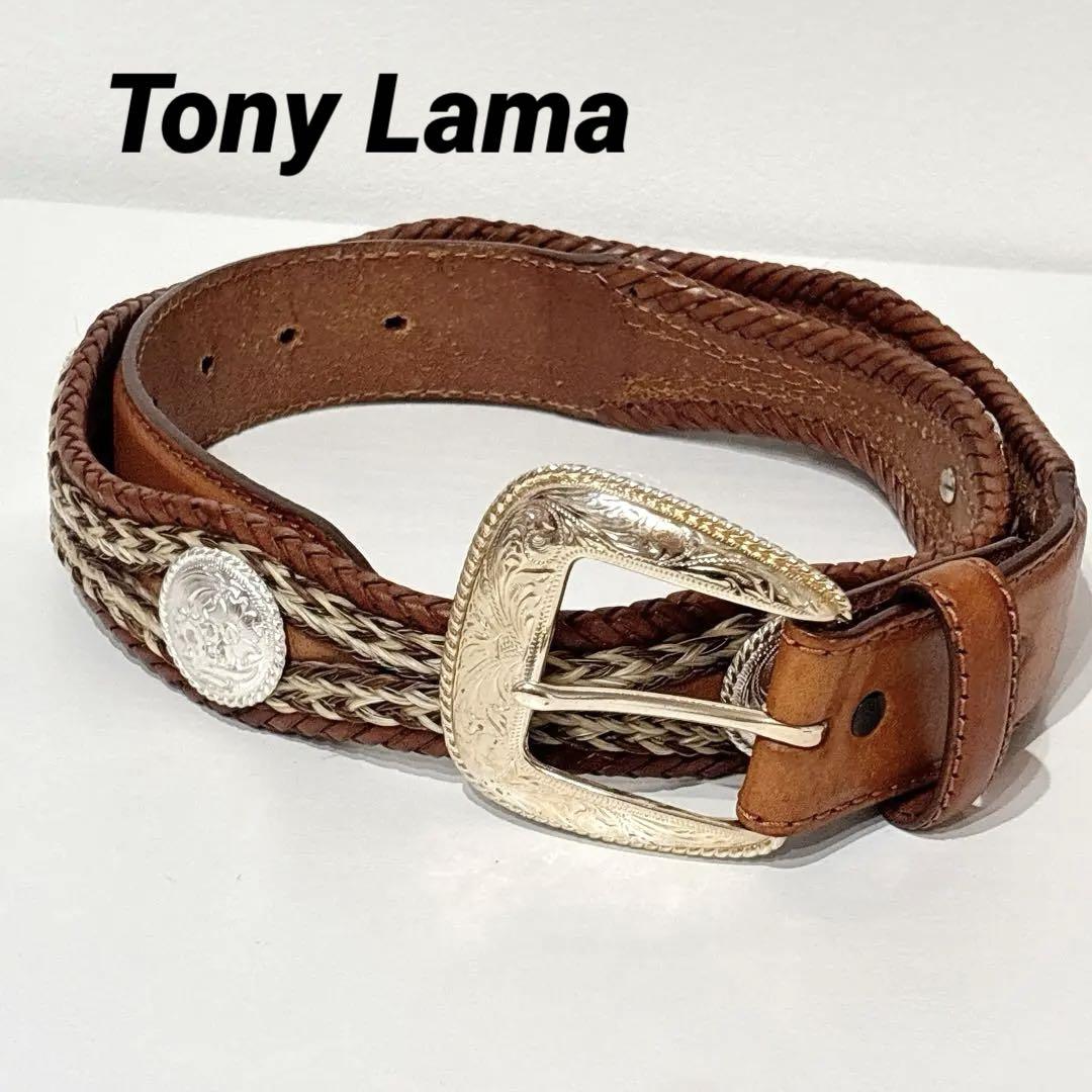 Tony Lama メンズ デュークレザーベルト エイジドバーク 36 シルバー
