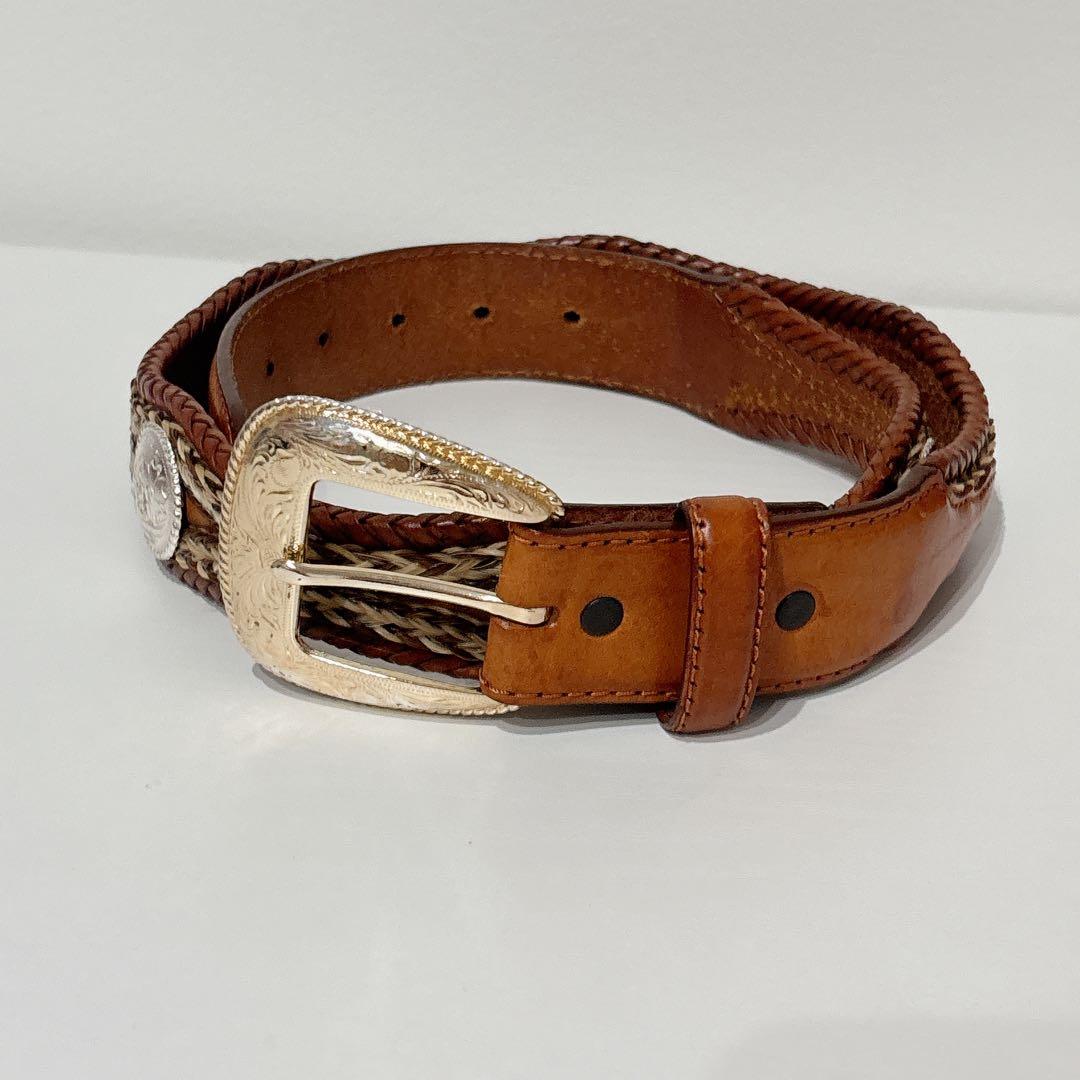 Tony Lama メンズ デュークレザーベルト エイジドバーク 36 シルバー