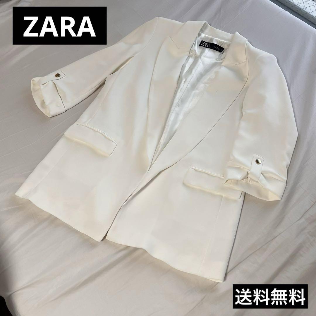 美品】ロールアップスリーブブレザーサイズ M ホワイト 白