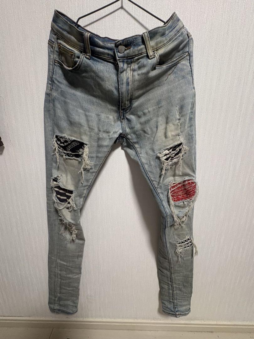 ダメージ加工 スキニーデニム グレー mnml size30 mnml スキニーデニム グレー ダメージ加工 - メルカリ