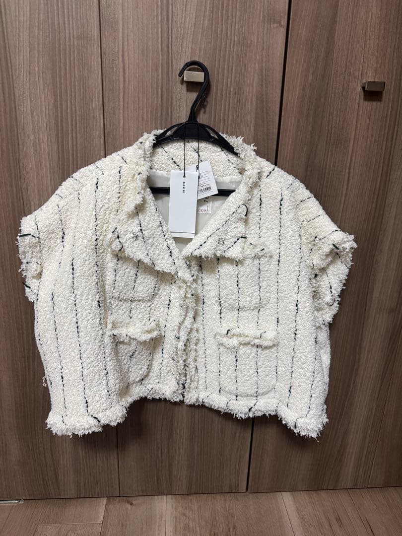 sacai ストライプ柄 ツイードジレ サイズ2M sacai