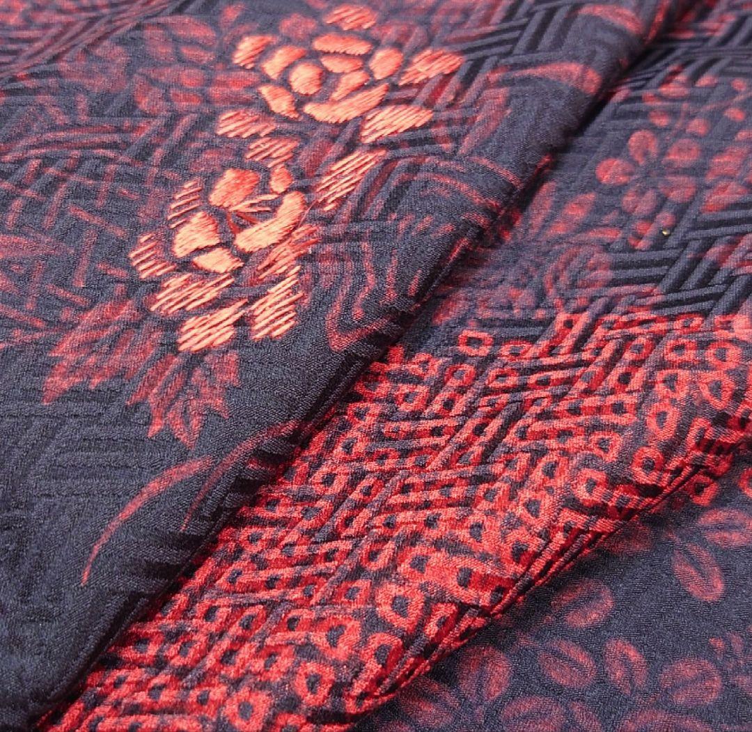 2313.茶屋辻文様 訪問着 共八掛 絞り風刺繍 紋意匠 正絹 着物
