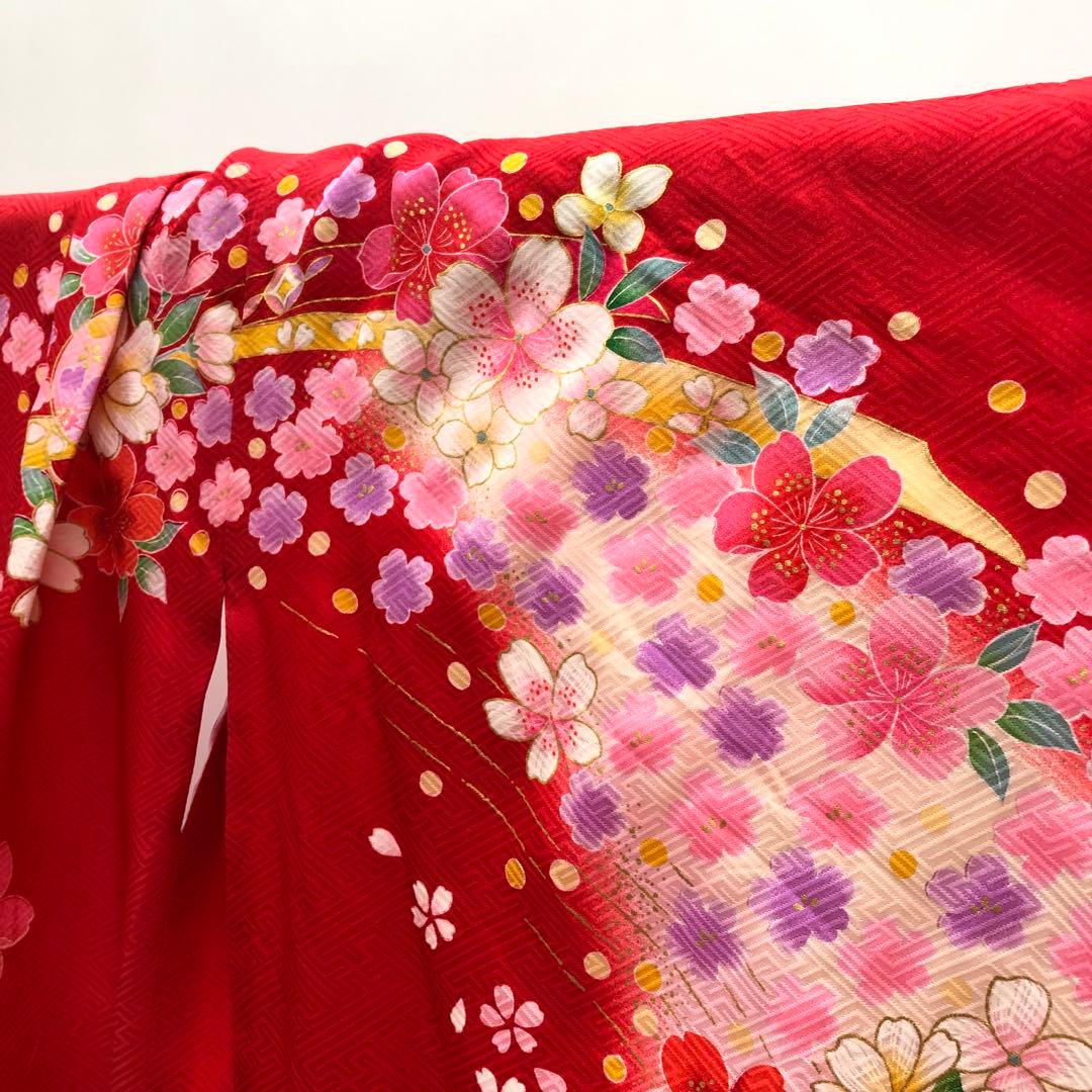 七五三 正絹 女の子 四つ身 赤 3歳~7歳 着物のみ 中古品 u-426 七五三 正絹 女の子 四つ身 赤 3歳~7歳 着物のみ 中古品 u-426