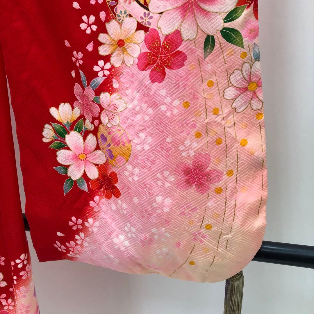 七五三 正絹 女の子 四つ身 赤 3歳~7歳 着物のみ 中古品 u-426 七五三 正絹 女の子 四つ身 赤 3歳~7歳 着物のみ 中古品 u-426