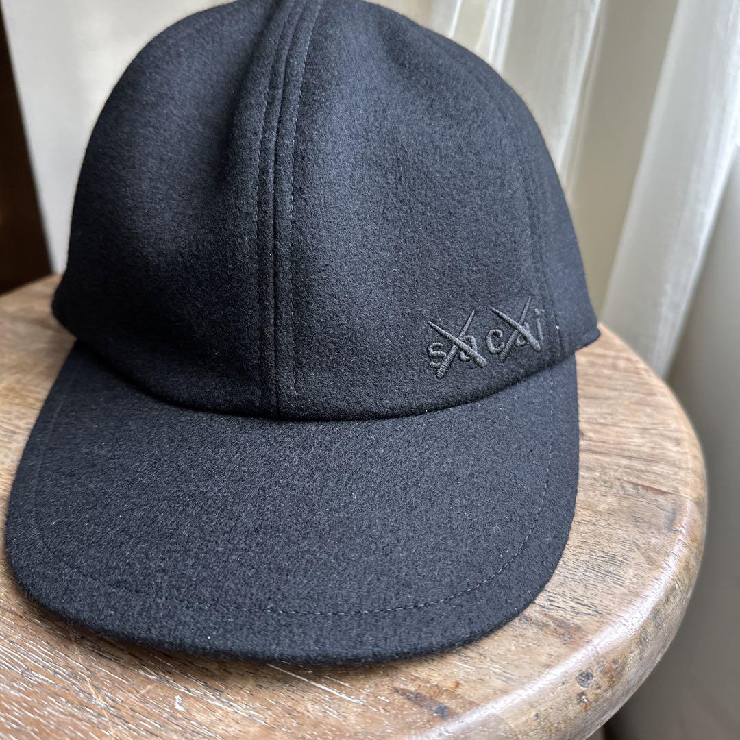 sacai kaws キャップ 黒 ウール